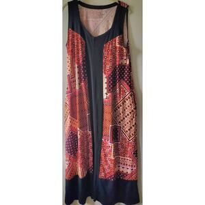 Cuddl Duds Flexwear Sweetheart Neck Maxi Dress Sz PL Multi A373766 Women CB3X